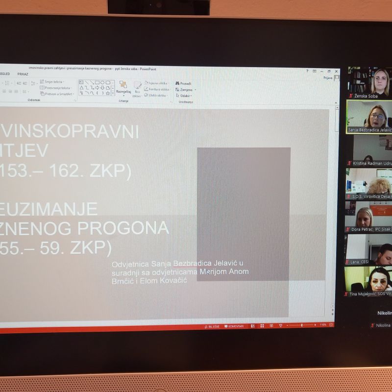 Održana online edukacija na temu „Imovinskopravni zahtjev“ i “Preuzimanje kaznenog progona“.